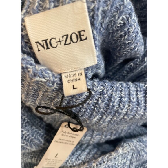 NIC+ZOE Mixed Stitch Funnel Neck Sweater size L Cotton Blend NWT - Picture 7 of 9